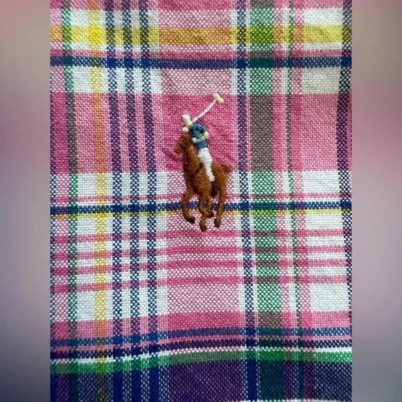 Ralph Lauren Polo Pink Plaid Long Sleeved Button Up Shirt Size Medium - Picture 3 of 11